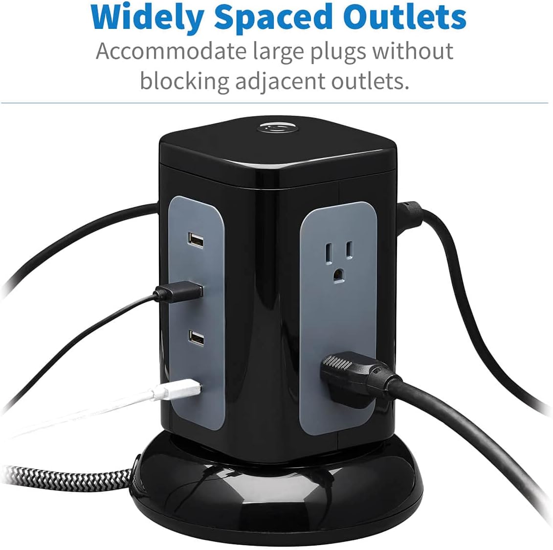 Tripp Lite TLP606UCTOWER Surge Protector Tower with USB Ports, 1800 Joules, 6-Outlets, 3 USB-A + 1 USB-C, 8ft Cord