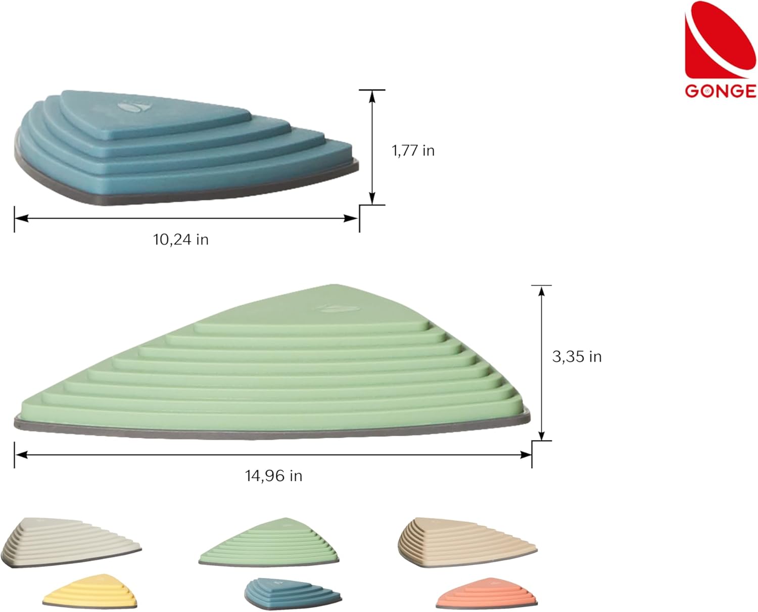 GONGE River Stones - Kids Play Stepping Stones for Balance and Coordination, Non-Slip, Stackable, Indoor/Outdoor, Set of 6