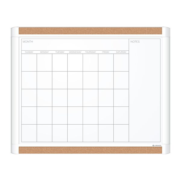 U Brands PinIt Combination Dry Erase Board with White Frame, Includes Marker and Magnet, 16" x 20"