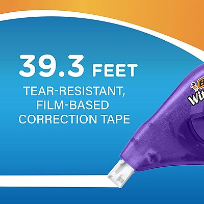 BIC Wite-Out Brand EZ Correct Correction Tape, Applies Dry, 18-Count, Translucent Dispenser Shows How Much Tape is Remaining 18 Count (Pack of 1)