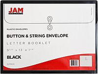 JAM PAPER Plastic Envelopes with Button & String Tie Closure - 12 Pack