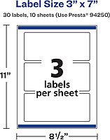 AVERY Durable Waterproof Rectangle Labels, Sure Feed Technology, 3" x 7"