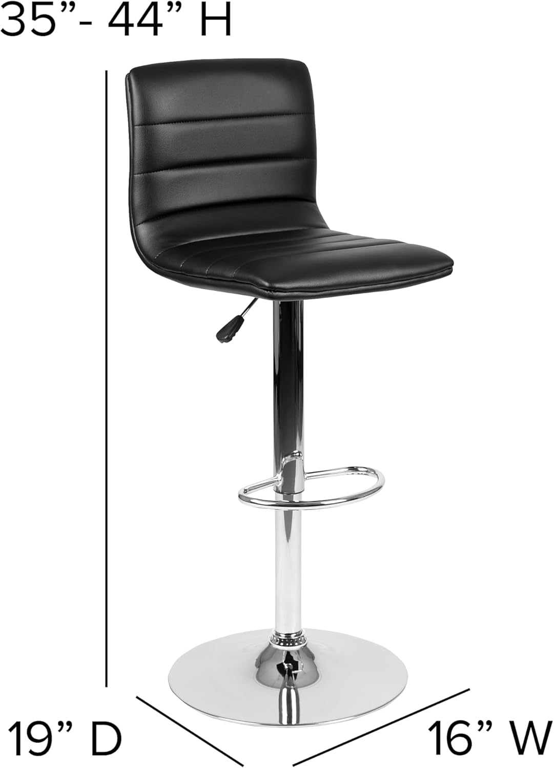 FLASH FURNITURE Vincent Adjustable Mid-Back Barstool with Vinyl Upholstery and Chrome Base