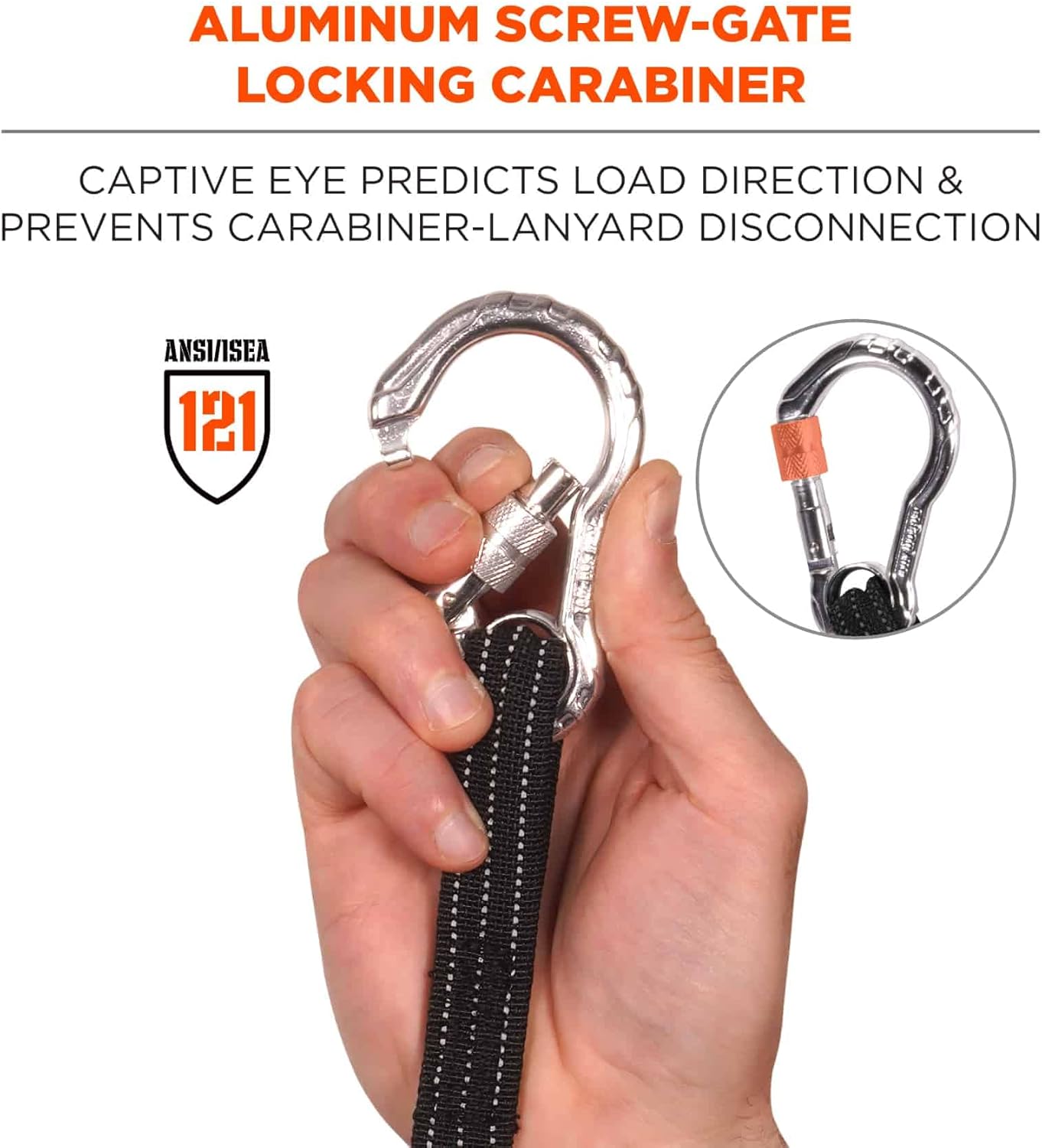 Ergodyne Squids 3100 Tool Lanyard with Single Carabiner and Adjustable Loop End, Standard Length Black