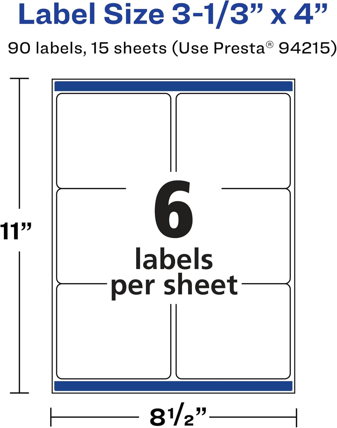 AVERY Matte White Removable Rectangle Labels, Sure Feed Technology, 3-1/3" x 4"