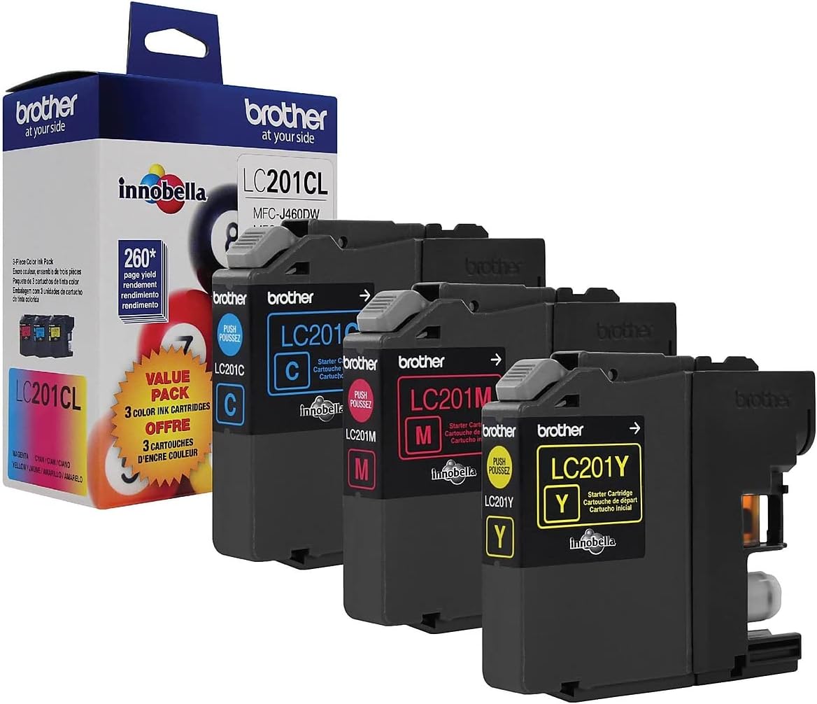 Brother LC201 Cyan, Magenta, Yellow Ink Cartridges, Pack Of 3, LC2013PKS