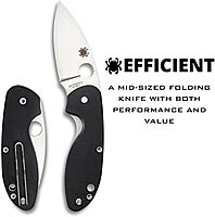 Spyderco Efficient Value Knife with 2.98" Stainless Steel Drop-Point Blade and Durable Black G-10 Handle - PlainEdge - C216GP 3" Steel Blade