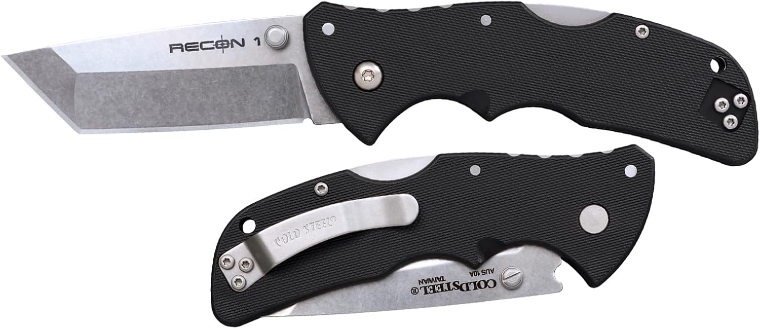 Cold Steel Mini Recon 1 3" AUS10A Folding Knife with 4" GFN Handle & Tri-Ad Lock