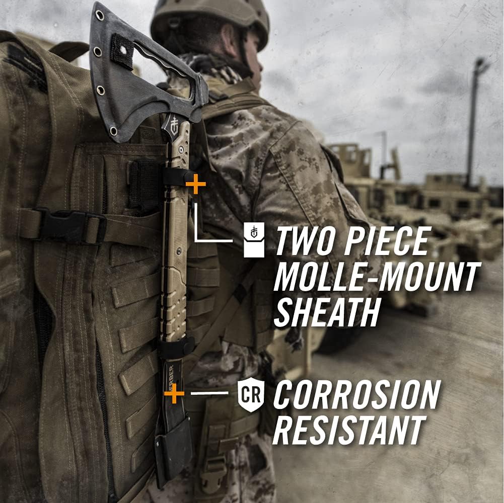 Gerber Gear Downrange Tactical Tomahawk Survival Multitool, Made in USA Camping Axe with Hammer Head and Steel Pry Bar