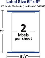 Avery Durable Waterproof Rectangle Labels, Sure Feed Technology, 5" x 6"