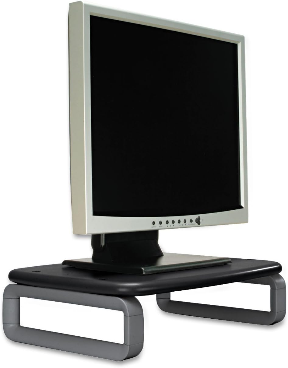 Kensington Monitor Stand Plus w/ SmartFit System, Supports 80 lbs, 16 x 11.5 x 6 in, Black/Gray
