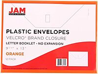 JAM PAPER Plastic Booklet Envelopes with Hook & Loop Closure - Pack of 12