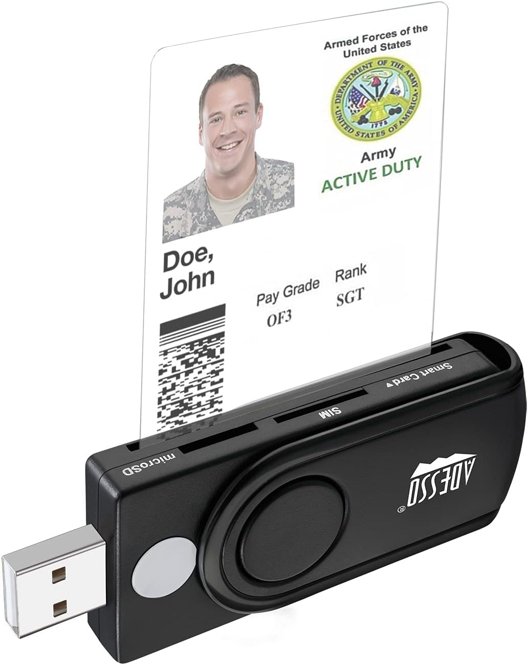 SCR-200 Smart Card CAC Reader for ID, Credit Card, SD, Micro SD, SIM, and M2 Smartfold Smart Card Reader