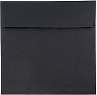 JAM Paper Square Linen Envelopes, Black, Gummed Seal