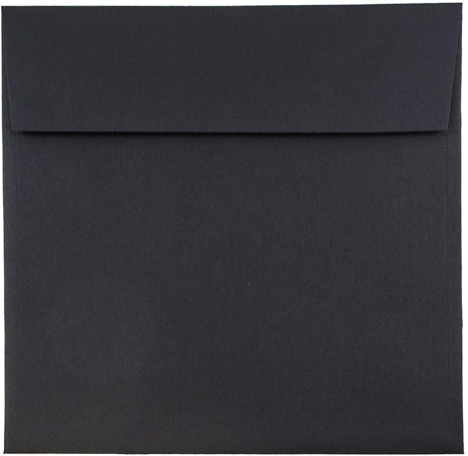 JAM Paper Square Linen Envelopes, Black, Gummed Seal