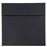 JAM Paper Square Linen Envelopes, Black, Gummed Seal