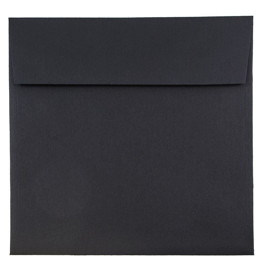 JAM Paper Square Linen Envelopes, Black, Gummed Seal