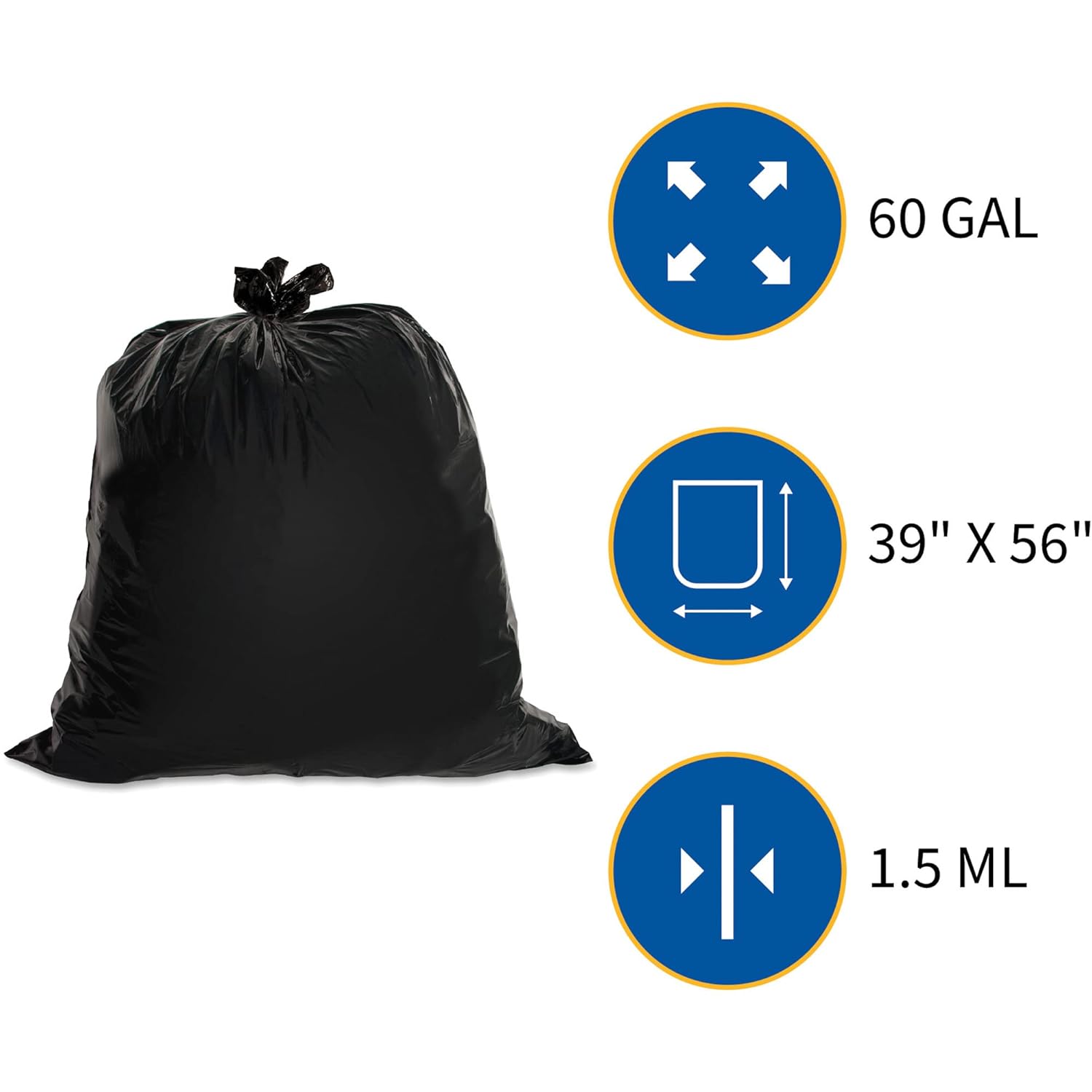 Genuine Joe GJO01535 Heavy Duty Low-Density Puncture Resistant Can Liner, 60 gallon Capacity