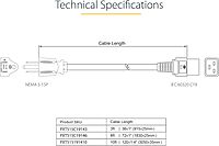 StarTech.com PXT515C19146 6 ft Heavy Duty 14 AWG Computer Power Cord - NEMA 5-15P to C19 - 14 AWG Power Cable - NEMA 5-15P to IEC 320 C19 Power Cord 6 ft 14 AWG