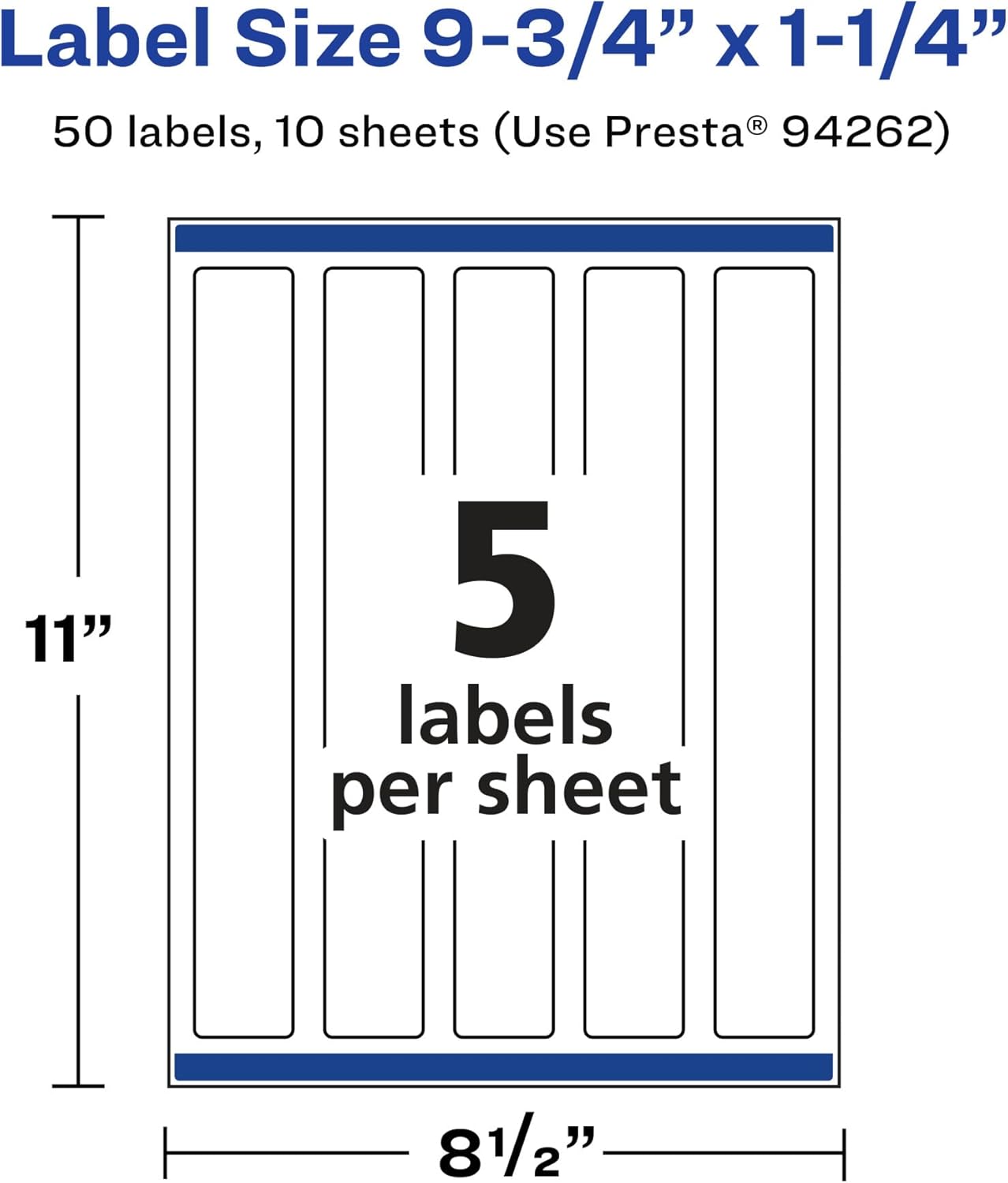 Avery Glossy Clear Rectangle Labels, Sure Feed Technology, 9.75" x 1.25", Print-to-The-Edge, Laser/Inkjet Printable