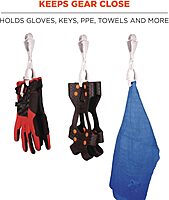 Ergodyne Squids 3400 Glove Clip Holder with Dual Clips, 6-1/2in, Granite, Pack of 6