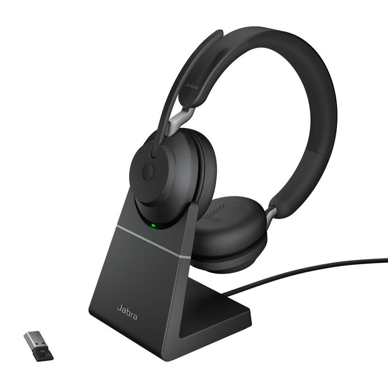 Jabra Evolve2 65 Headset With Charging Stand - Stereo - USB Type A - Wireless - Bluetooth - Over-the-head - Binaural