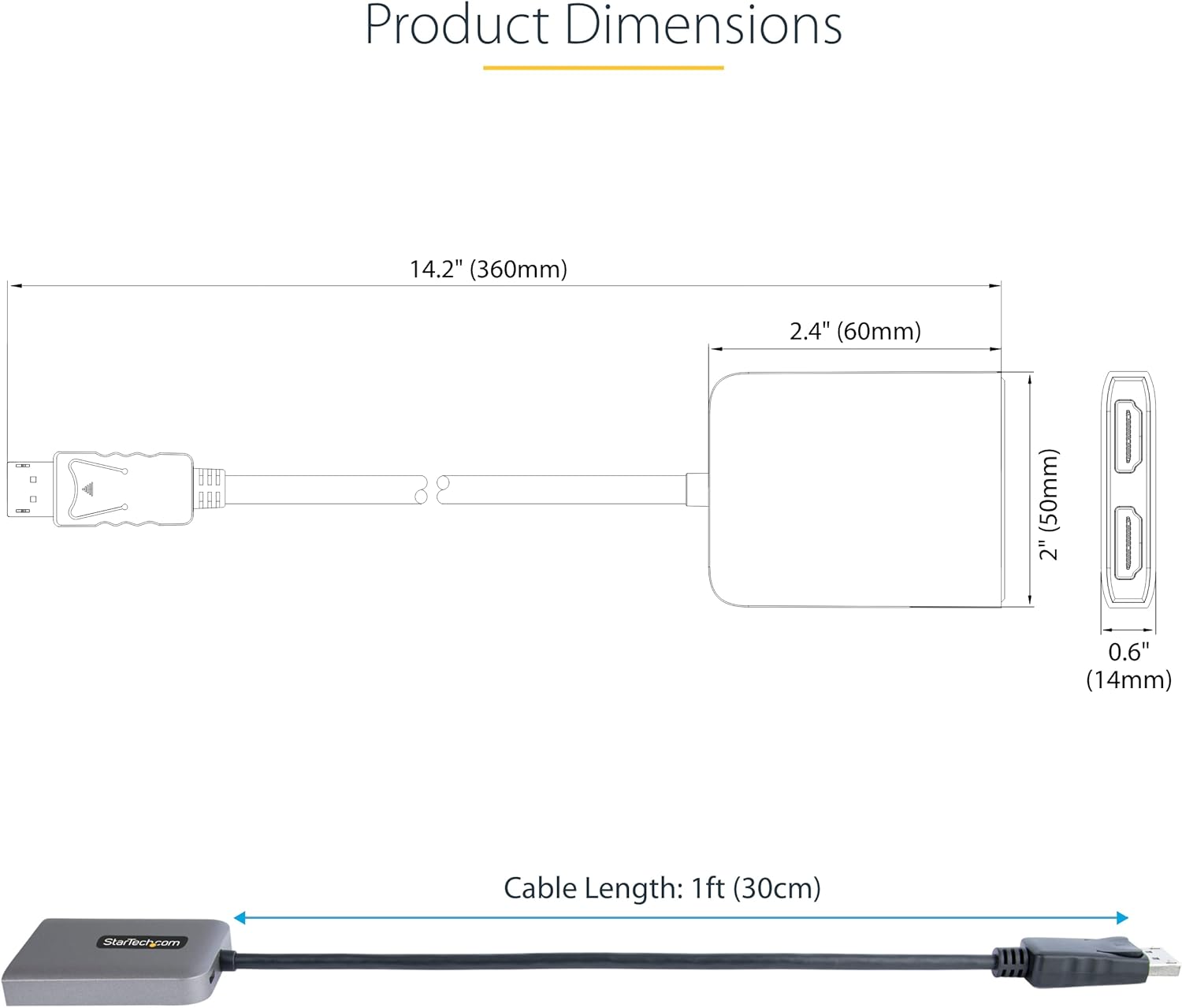 StarTech.com DisplayPort to HDMI MST Hub - DP 1.4, USB Powered, 1ft/30cm Cable