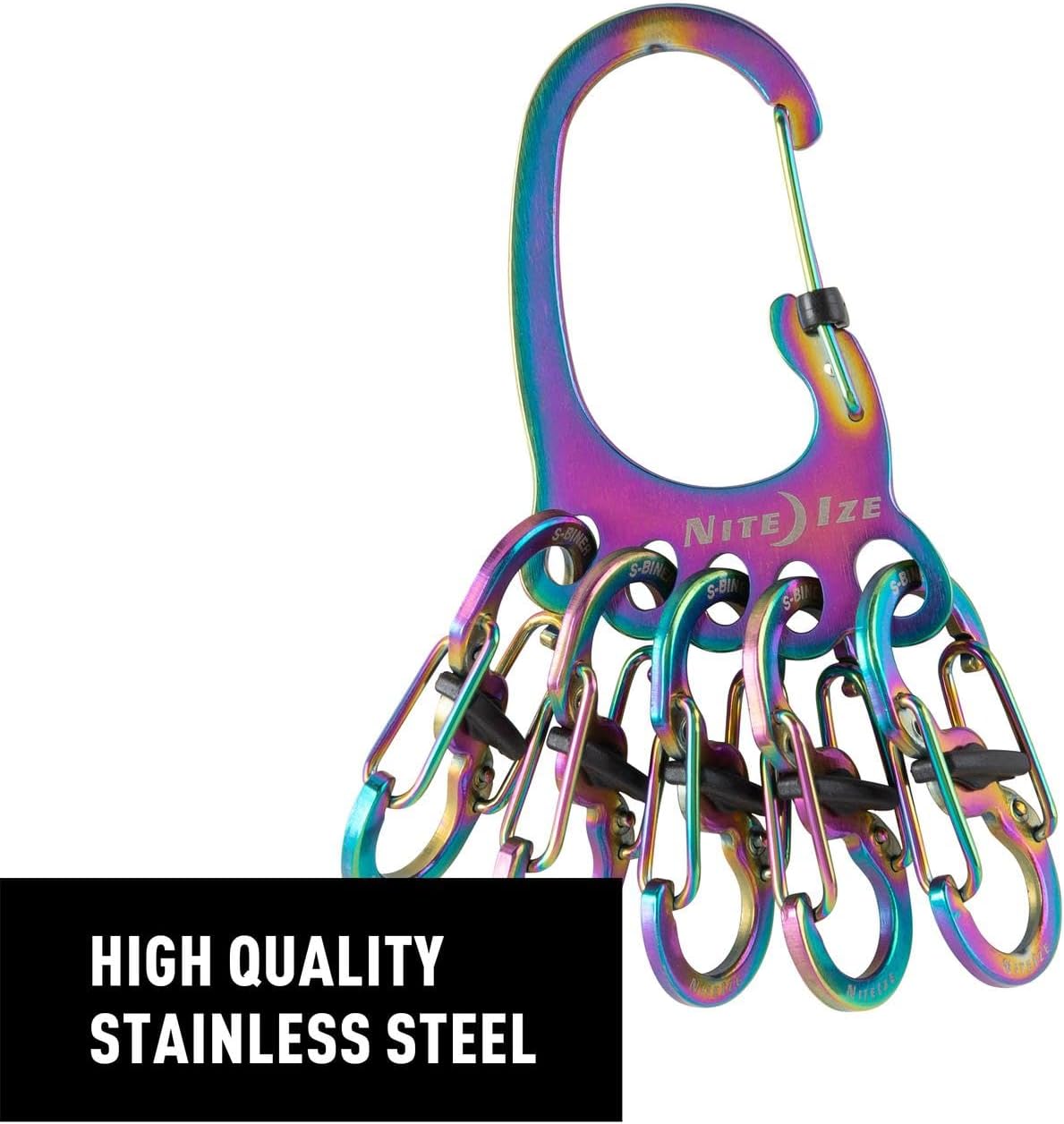Nite Ize BigFoot Locker KeyRack Stainless Steel Key Holder with S-Biner MicroLocks