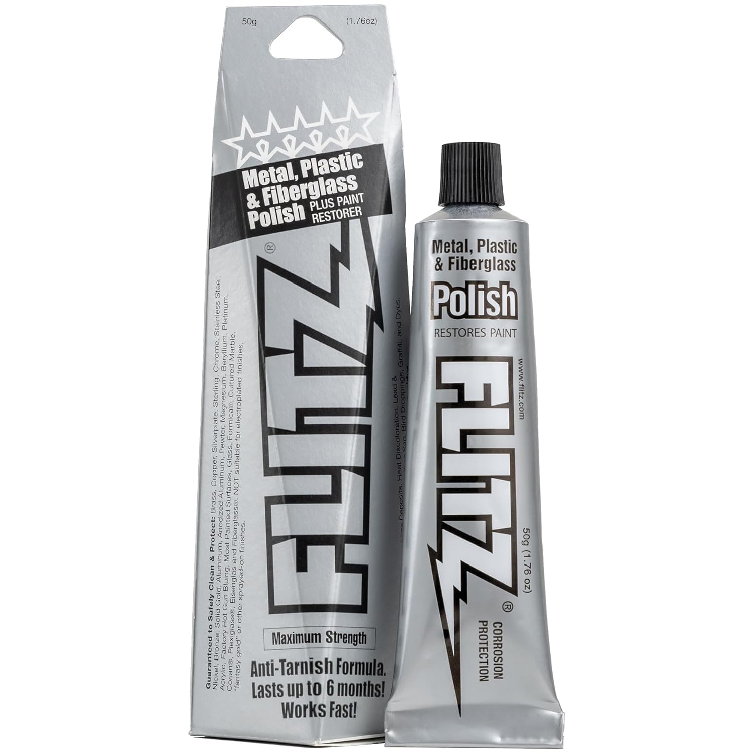 Flitz Multi-Purpose Metal Polish Paste - 1.76oz Tube of USA-Made Metal Scratch Remover - Works on Stainless Steel, Chrome