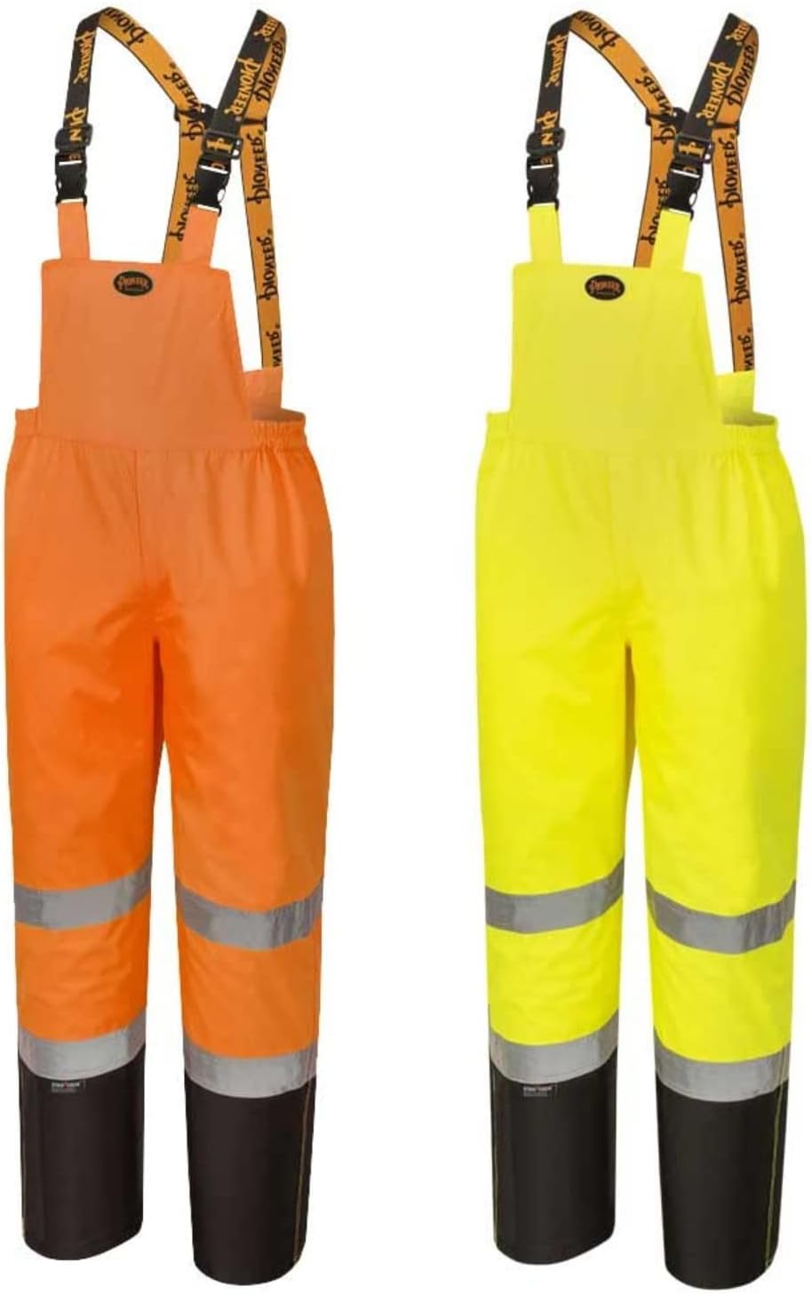 Pioneer Hi Vis Ripstop Waterproof Bib Pants/Overalls for Men - Reflective Safety Work Rain Pants