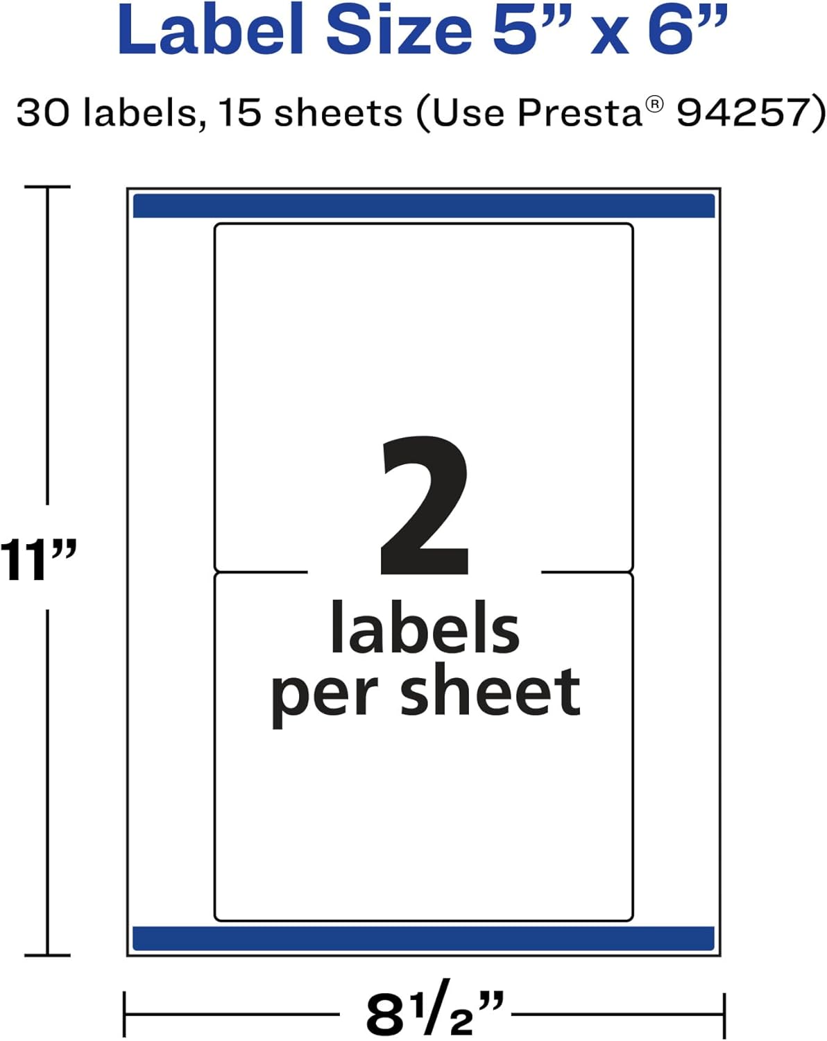 Avery Matte White Removable Rectangle Labels, Sure Feed Technology, 5" x 6"