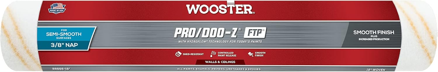 Wooster Brush RR666-18 Inch Pro Doo Z FTP Roller Cover, 3/8-Inch Nap