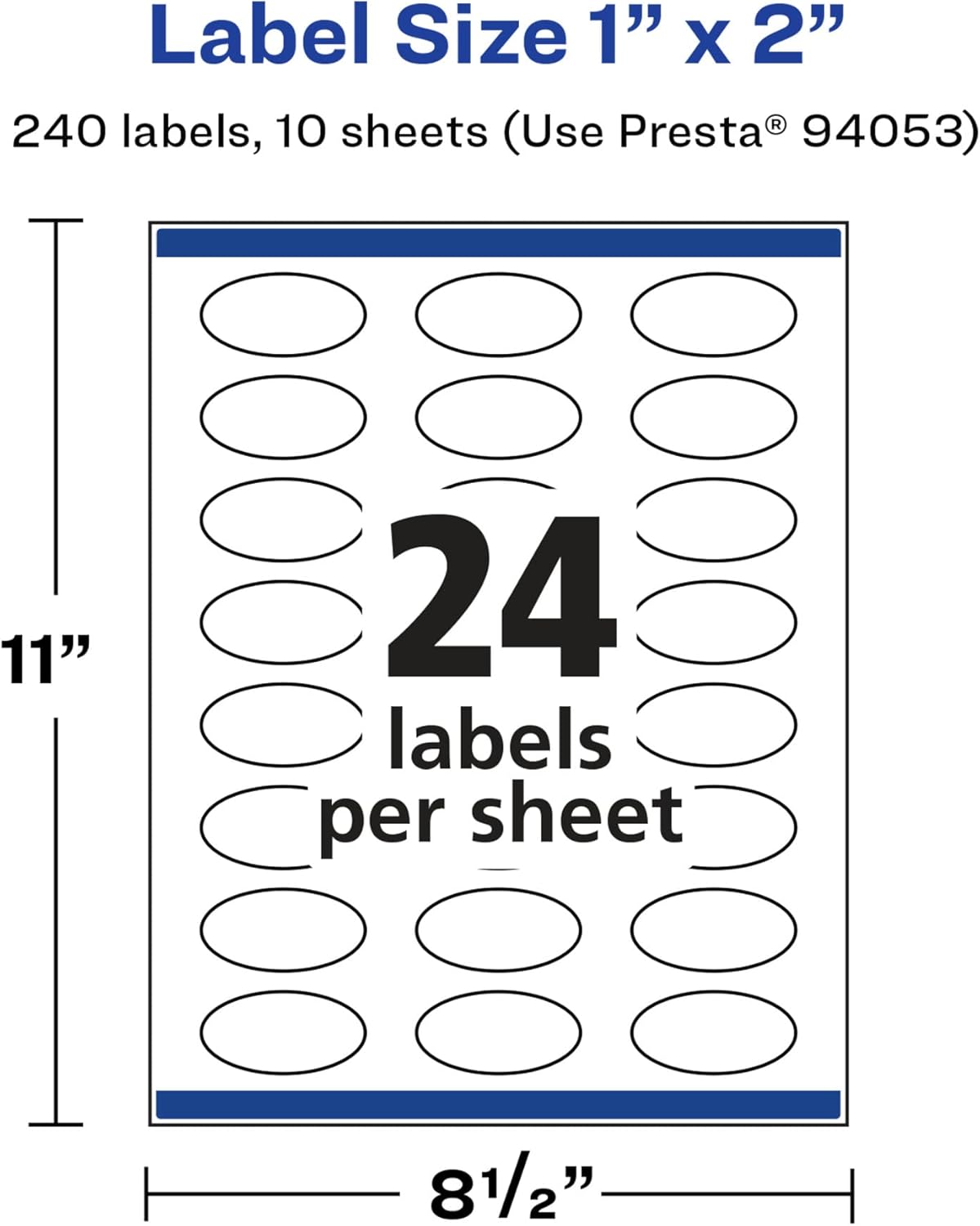 AVERY Glossy White Oval Labels, Sure Feed Technology, 1 x 2 in, Print-to-The-Edge, Permanent Adhesive, Laser/Inkjet Printable