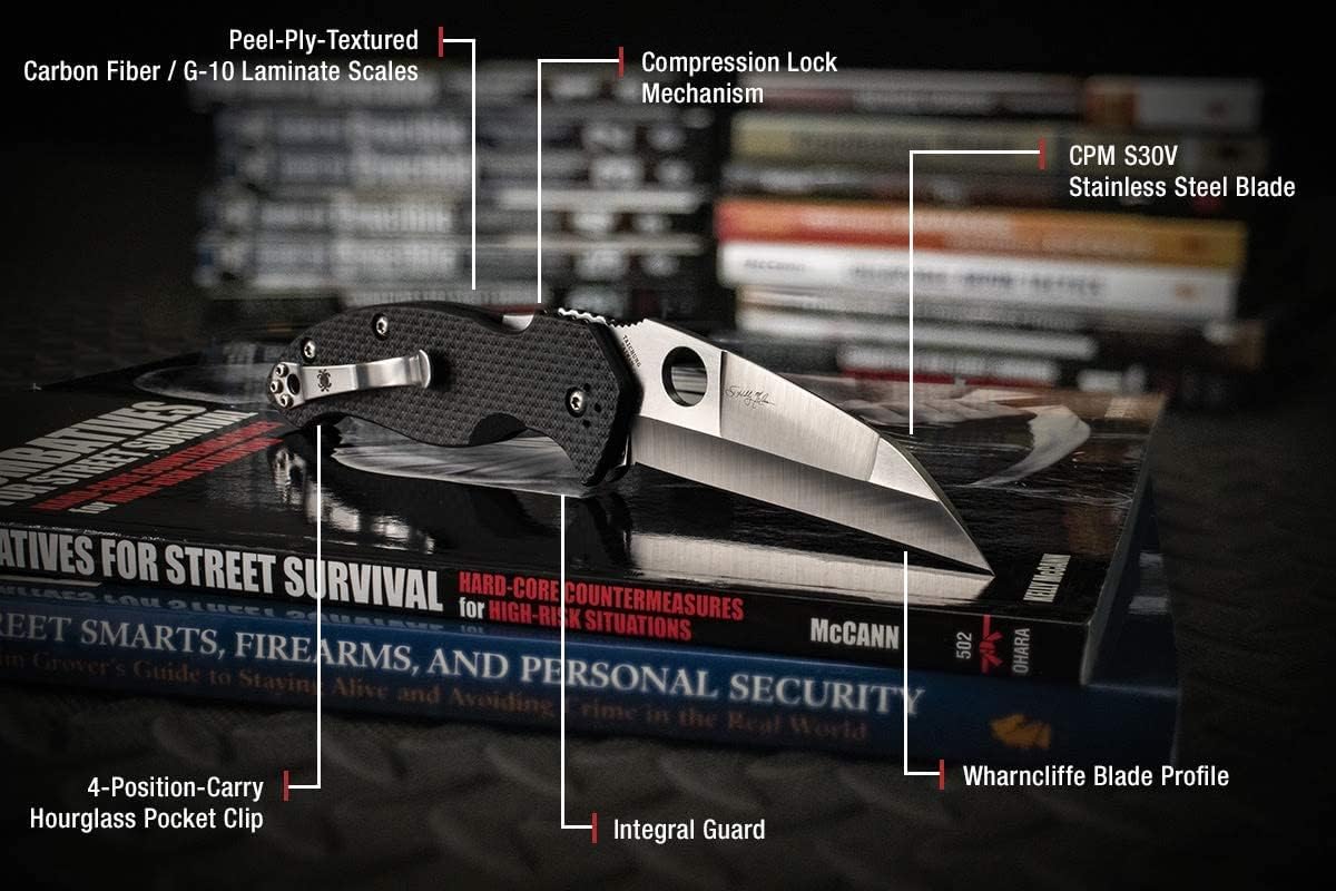 Spyderco Canis Knife with 3.43" CPM S30V Stainless Steel Blade and Carbon Fiber G-10 Laminate Handle - PlainEdge - C248CFP