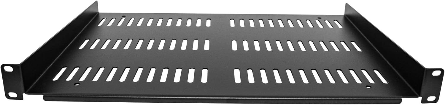 StarTech.com 1U Server Rack Shelf - Universal Vented Rack Mount Cantilever Tray for 19" Network Equipment Rack & Cabinet - Durable Design - Weight Capacity 55lb/25kg - 12" Deep (SHELF-1U-12-FIXED-V)