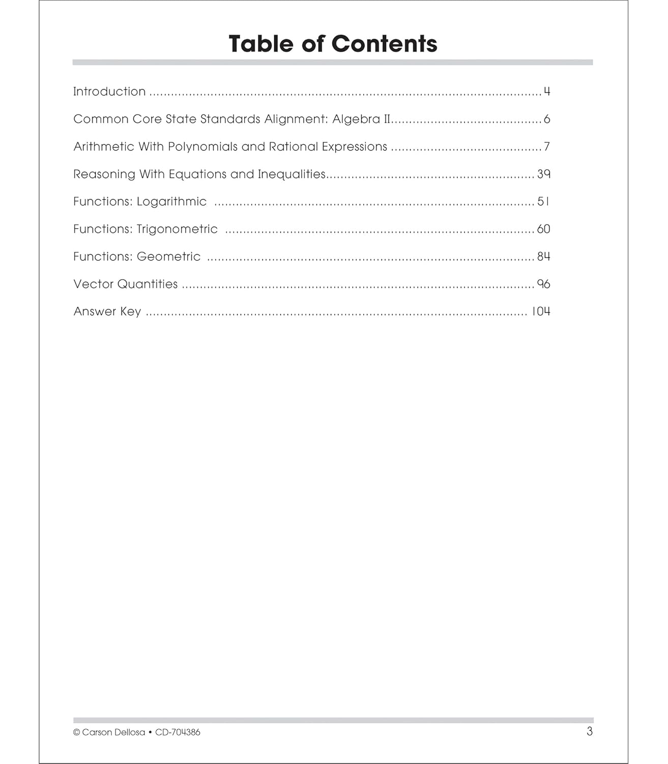 Carson Dellosa The 100 Series Algebra 2 Workbook, Math Book for Grades 8 and Up Covering Trigonometry, Quadratic Equations