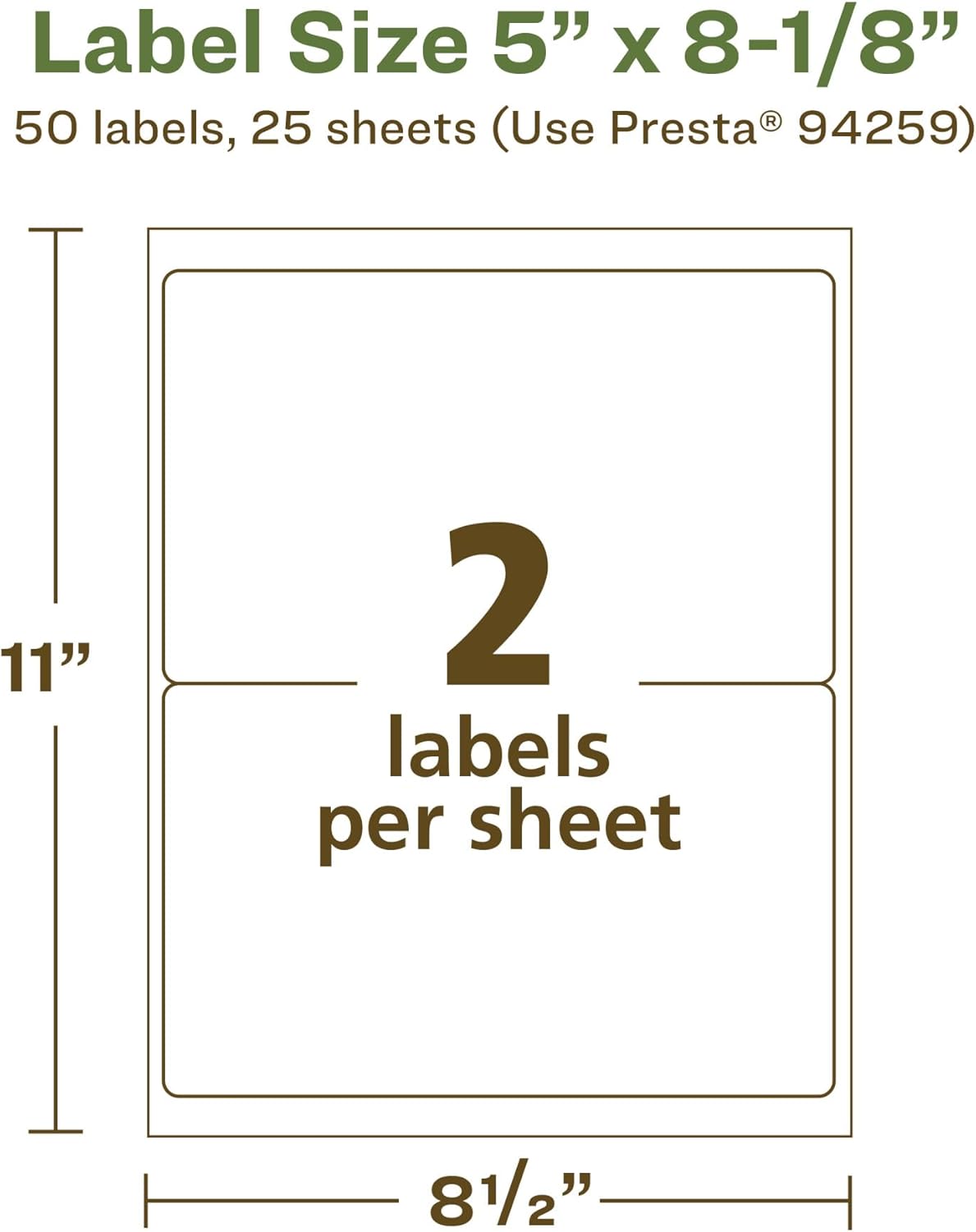AVERY EcoFriendly Matte White Recycled Rectangle Labels, 5" x 8-1/8", Permanent Adhesive, Laser/Inkjet Printable