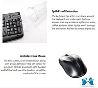 Kensington Pro Fit Wireless Combo Mouse and Keyboard Desktop Set (K72324US), Black