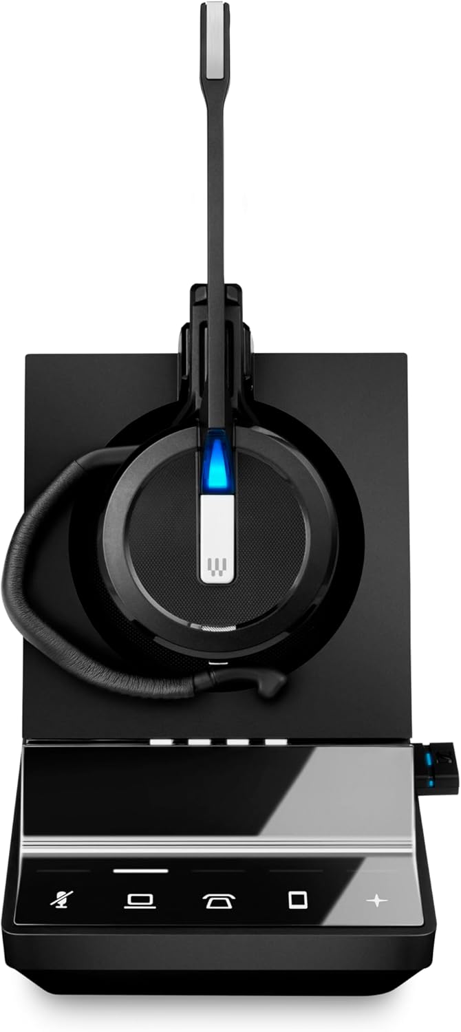 Sennheiser SDW 5016 (507016) Single-Sided Wireless DECT Headset for Desk Phone Softphone/PC& Mobile Phone Connection Dual