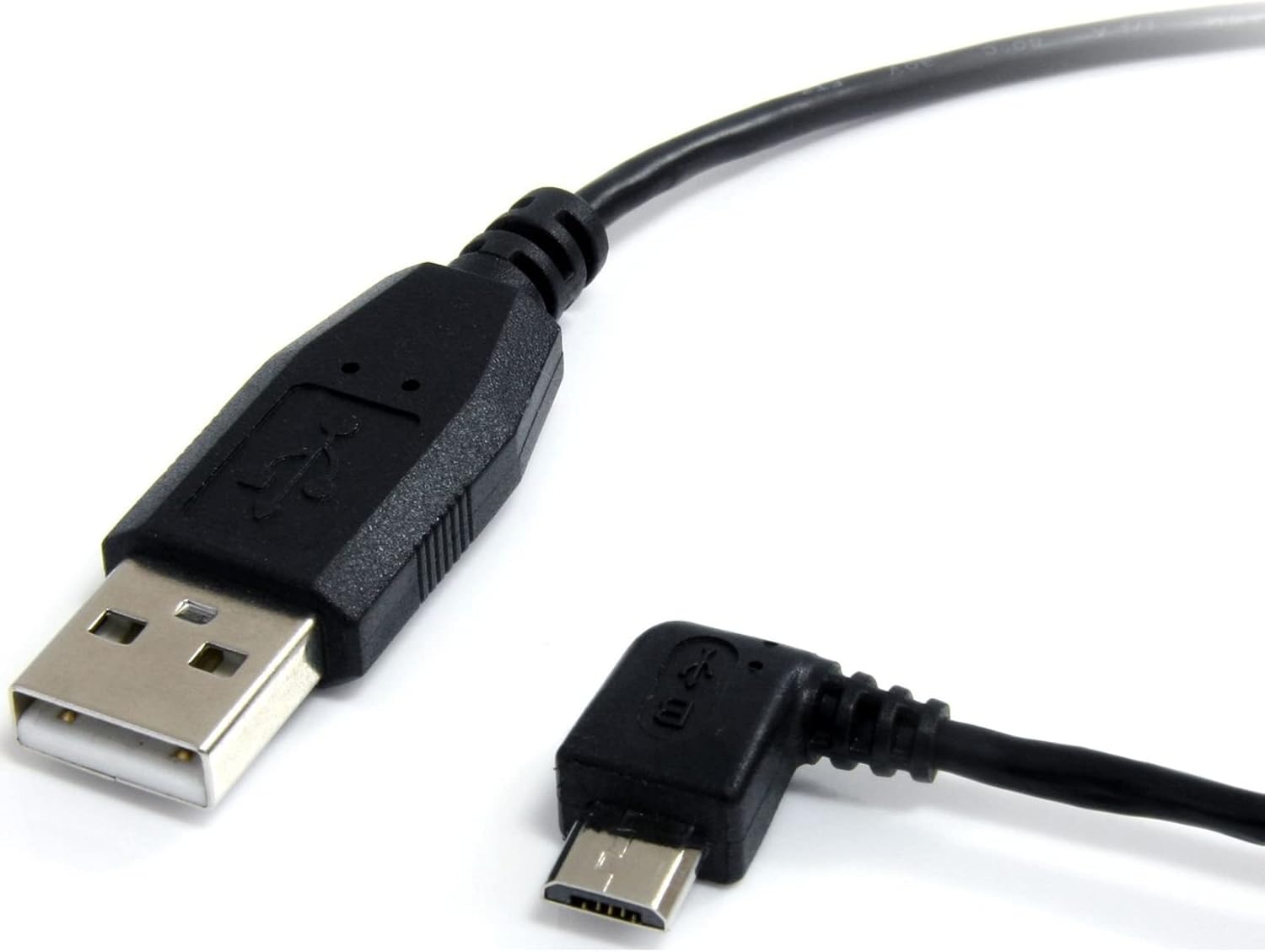 StarTech.com 1 ft. (0.3 m) USB to Micro USB Cable - USB 2.0 A to Left Angle Micro B - Black - Micro USB Cable (UUSBHAUB1LA)