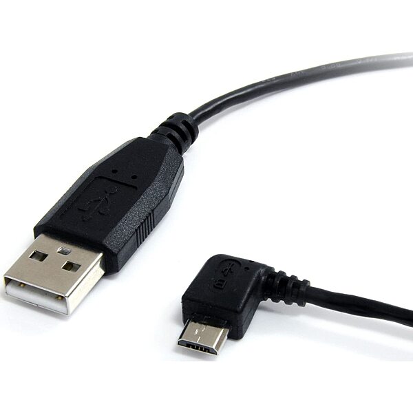 StarTech.com 1 ft. (0.3 m) USB to Micro USB Cable - USB 2.0 A to Left Angle Micro B - Black - Micro USB Cable (UUSBHAUB1LA)