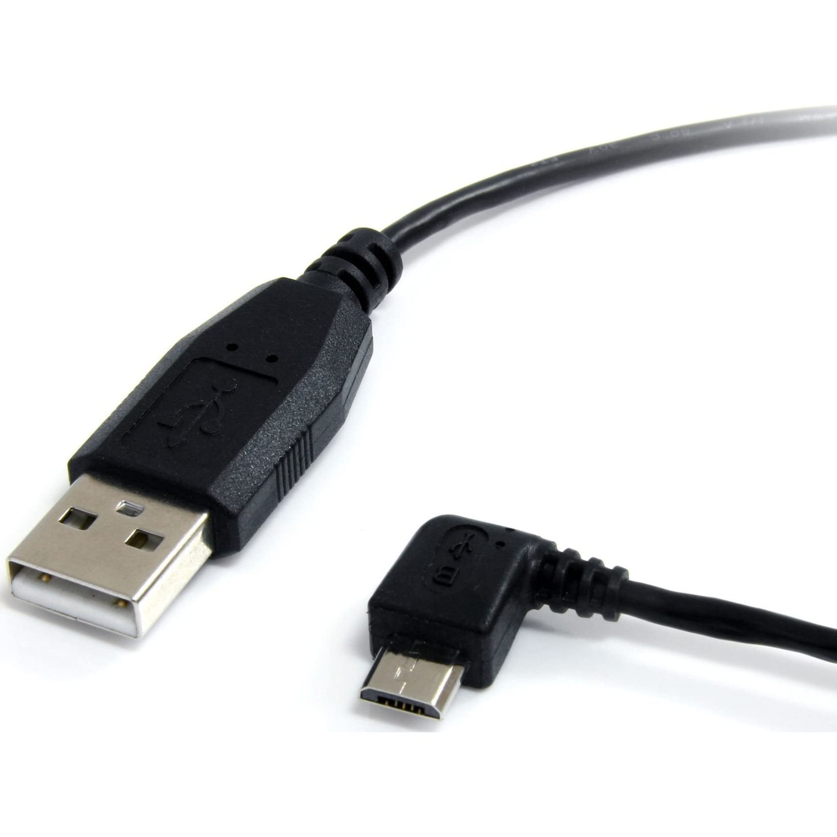 StarTech.com 1 ft. (0.3 m) USB to Micro USB Cable - USB 2.0 A to Left Angle Micro B - Black - Micro USB Cable (UUSBHAUB1LA)