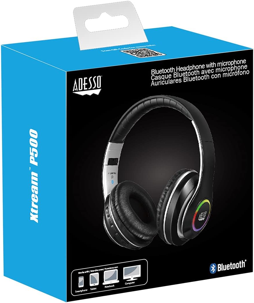 Adesso Xtream P500 - Bluetooth stereo headphone with built in microphone - 5.0 Bluetooth - 3.5mm jack - XTREAMP500