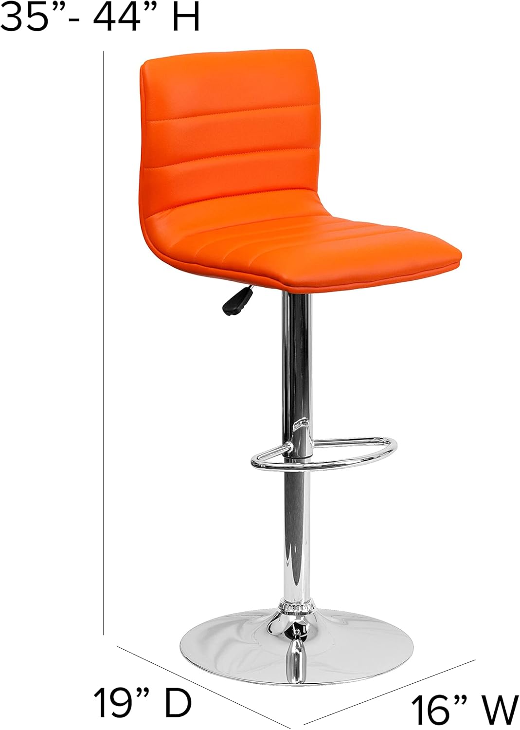 FLASH FURNITURE Vincent Adjustable Mid-Back Barstool with Vinyl Upholstery and Chrome Base