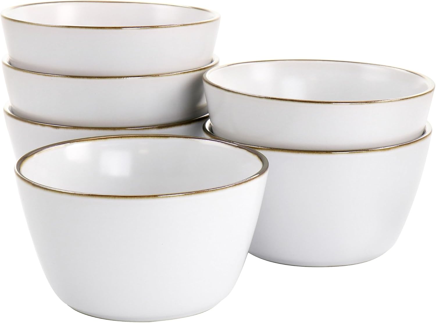 ELAMA 6-Piece Stoneware Bowl Set with Gold Rim