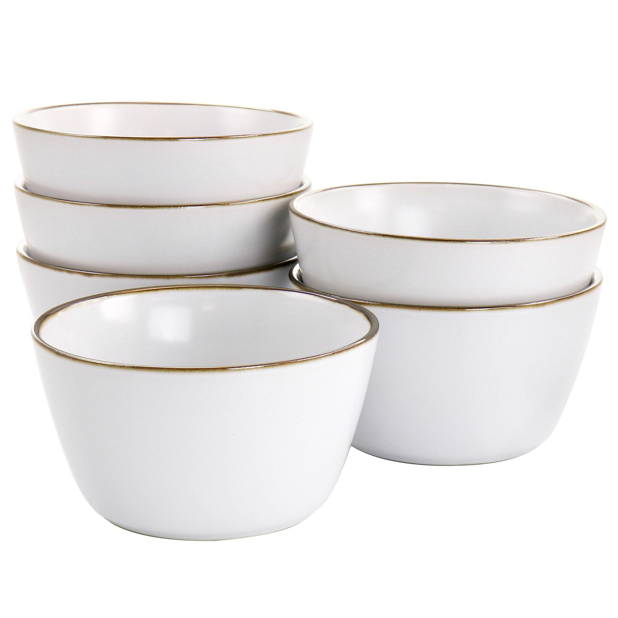 ELAMA 6-Piece Stoneware Bowl Set with Gold Rim