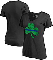 THIN BLUE LINE USA Women's St. Patrick's Day Shamrock V-Neck T-Shirt
