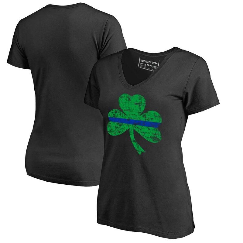 THIN BLUE LINE USA Women's St. Patrick's Day Shamrock V-Neck T-Shirt