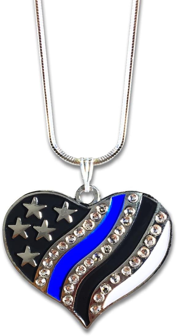 Thin Blue Line Heart Necklace