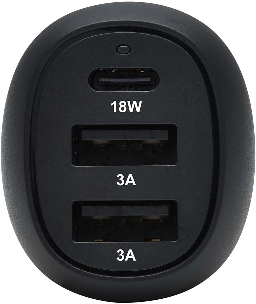 Tripp Lite USB Car Charger, 3 Port USB Car Charger, 36W Max - USB-C PD 3.0 Up to 18W, 2 USB-A QC 3.0 Up to 36W